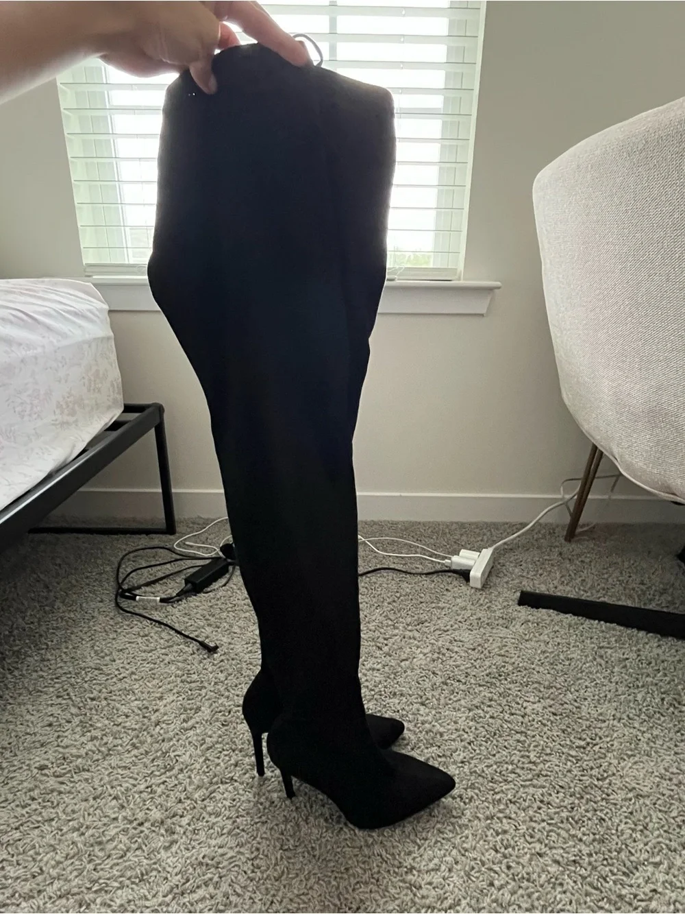 Black thigh high boots